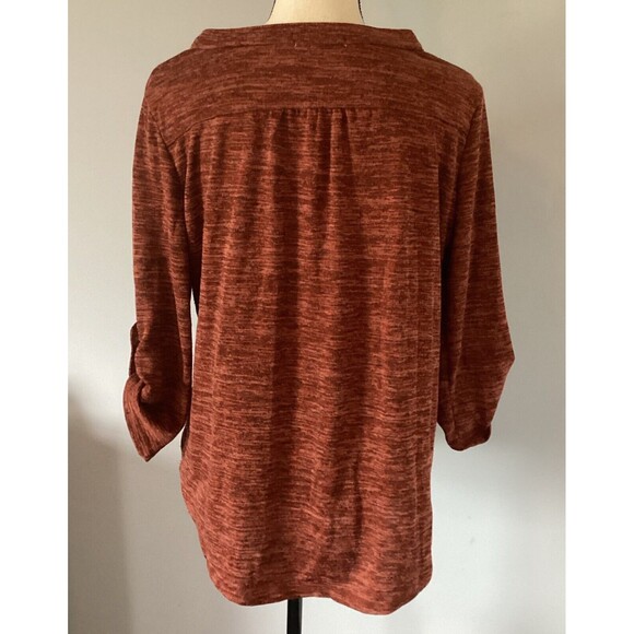 Notations Women’s 3 Button 3/4 Length Sleeve Shirt 2 Tops Rust & Heather Gray M - Picture 5 of 11